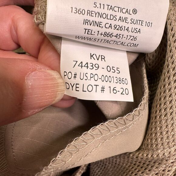 5.11 Tactical Fast-Tac Cargo Pants 74439 Men’s 44x32 Khaki NEW - Picture 15 of 15